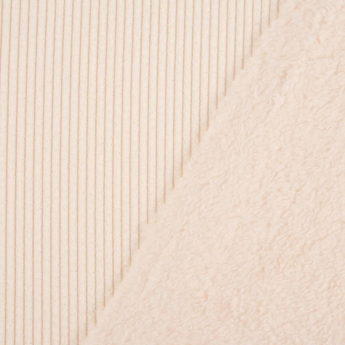 Cordstoff Bubble mit Plüsch Rückseite Doubleface Bekleidungsstoff Dekostoff ecru 1,45m Breite