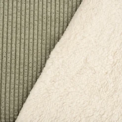 Cordstoff Bubble mit Plüsch Rückseite Doubleface Bekleidungsstoff Dekostoff grün ecru 1,45m Breite