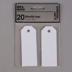 Creativ Company Anhänger mit leichter Struktur 20 Stück einfarbig weiß 3x8cm