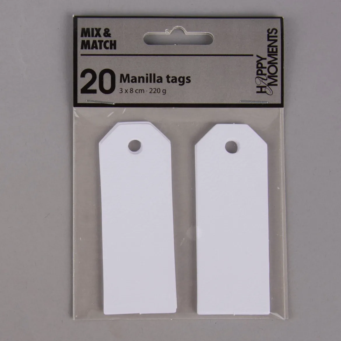 Creativ Company Anhänger mit leichter Struktur 20 Stück einfarbig weiß 3x8cm