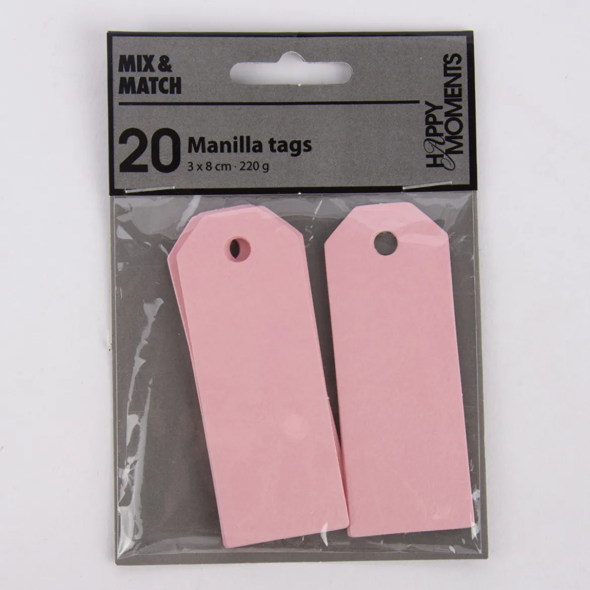 Creativ Company Anhänger mit leichter Struktur 20 Stück einfarbig rosa 3x8cm