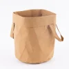 Creativ Company Aufbewahrungskorb mit Henkel rund Lederpapier hellbraun 19,5x20cm