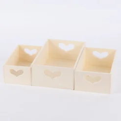 Creativ Company Aufbewahrungsboxen rechteckig mit Herzausschnitt 3er Set verschieden groß 20,5x11,5cm