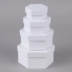 Creativ Company Box mit Deckel sechseckig 4er Set verschieden groß 14x7cm