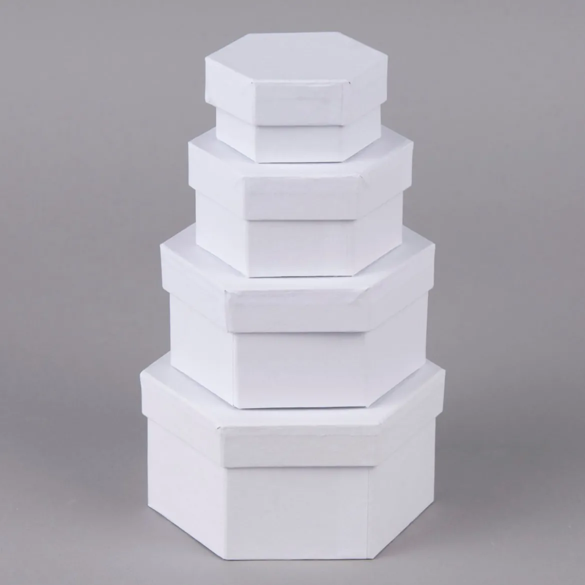 Creativ Company Box mit Deckel sechseckig 4er Set verschieden groß 14x7cm