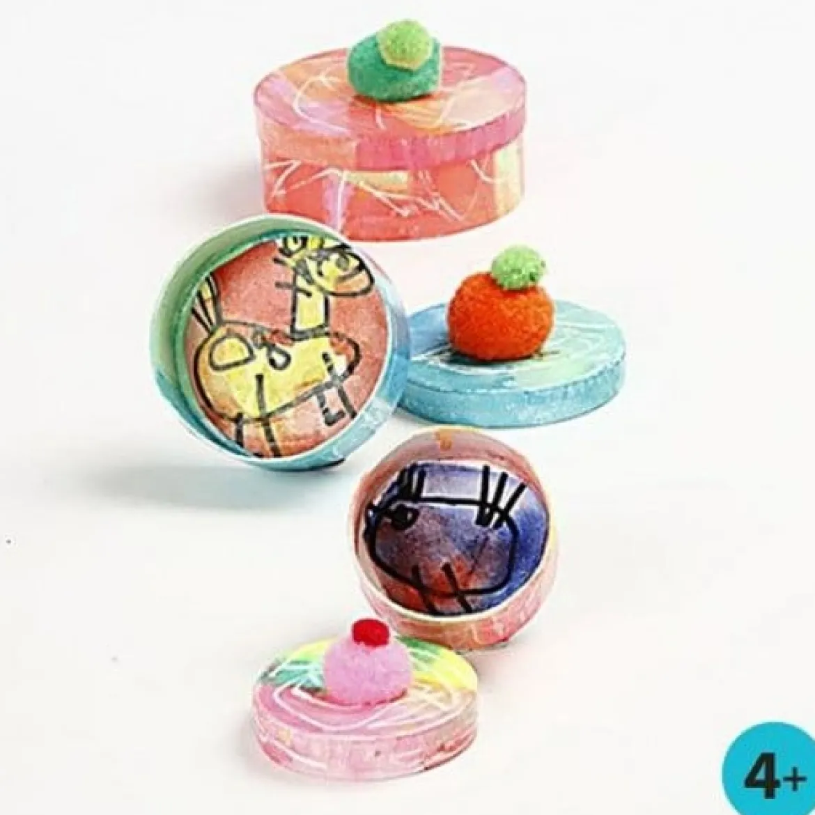 Creativ Company Box mit Deckel sechseckig 4er Set verschieden groß 14x7cm