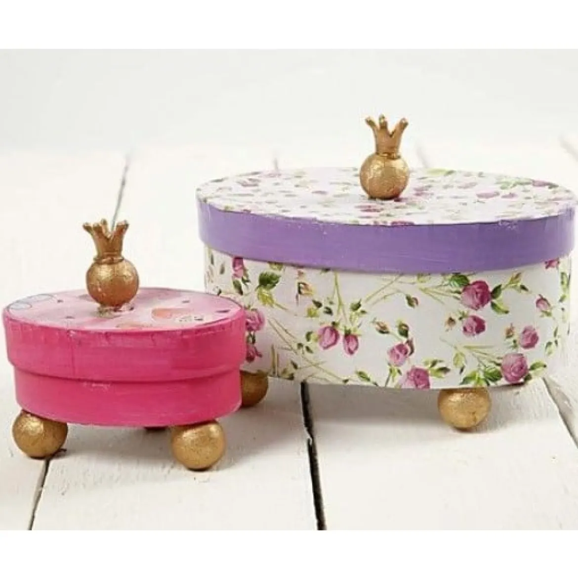 Creativ Company Box mit Deckel sechseckig 4er Set verschieden groß 14x7cm