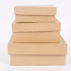 Creativ Company Box mit Deckel quadratischflach 3er Set verschieden groß 20x8cm