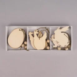 Creativ Company Dekohänger Hase Ei Huhn Holz natur 4x6cm