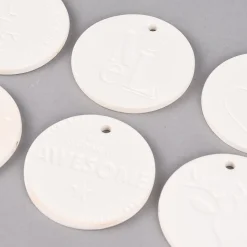 Creativ Company Dekohänger Medaillons 6er Set mit verschiedenen Motiven Terrakotta weiß 7x7cm