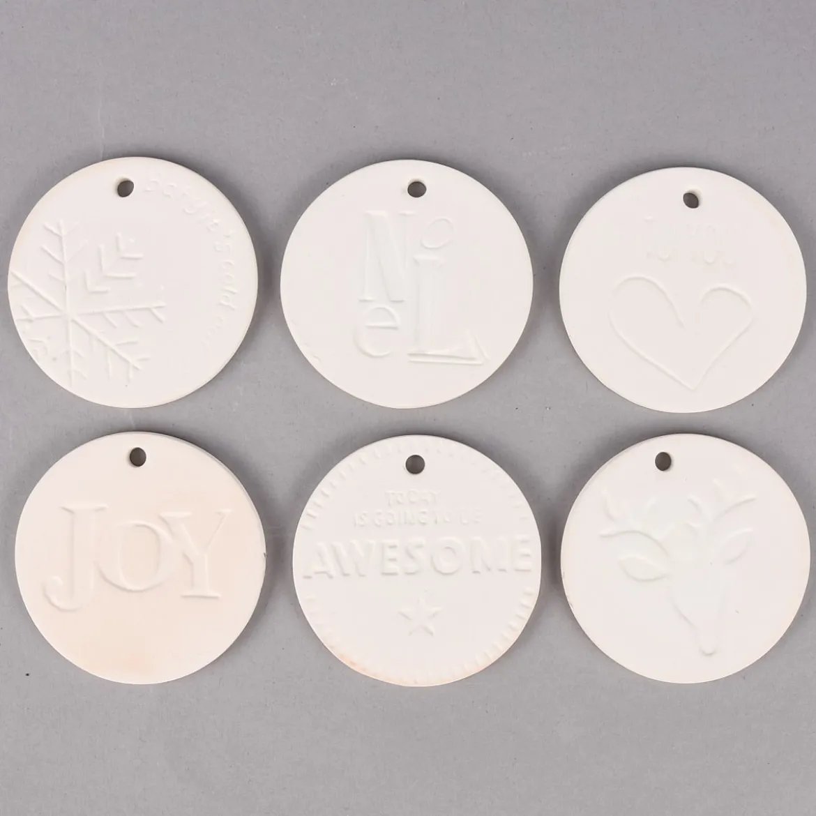 Creativ Company Dekohänger Medaillons 6er Set mit verschiedenen Motiven Terrakotta weiß 7x7cm
