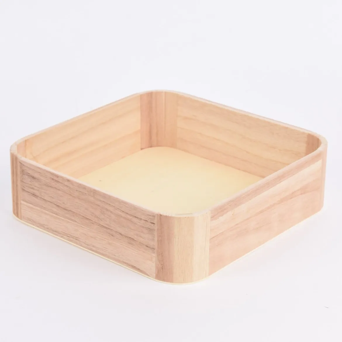 Creativ Company Deko Tablett mit hohem Rand Holz natur 25x25x7cm
