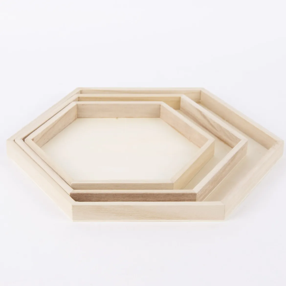Creativ Company Deko Tabletts sechseckig 3er Set verschieden groß 31x31cm