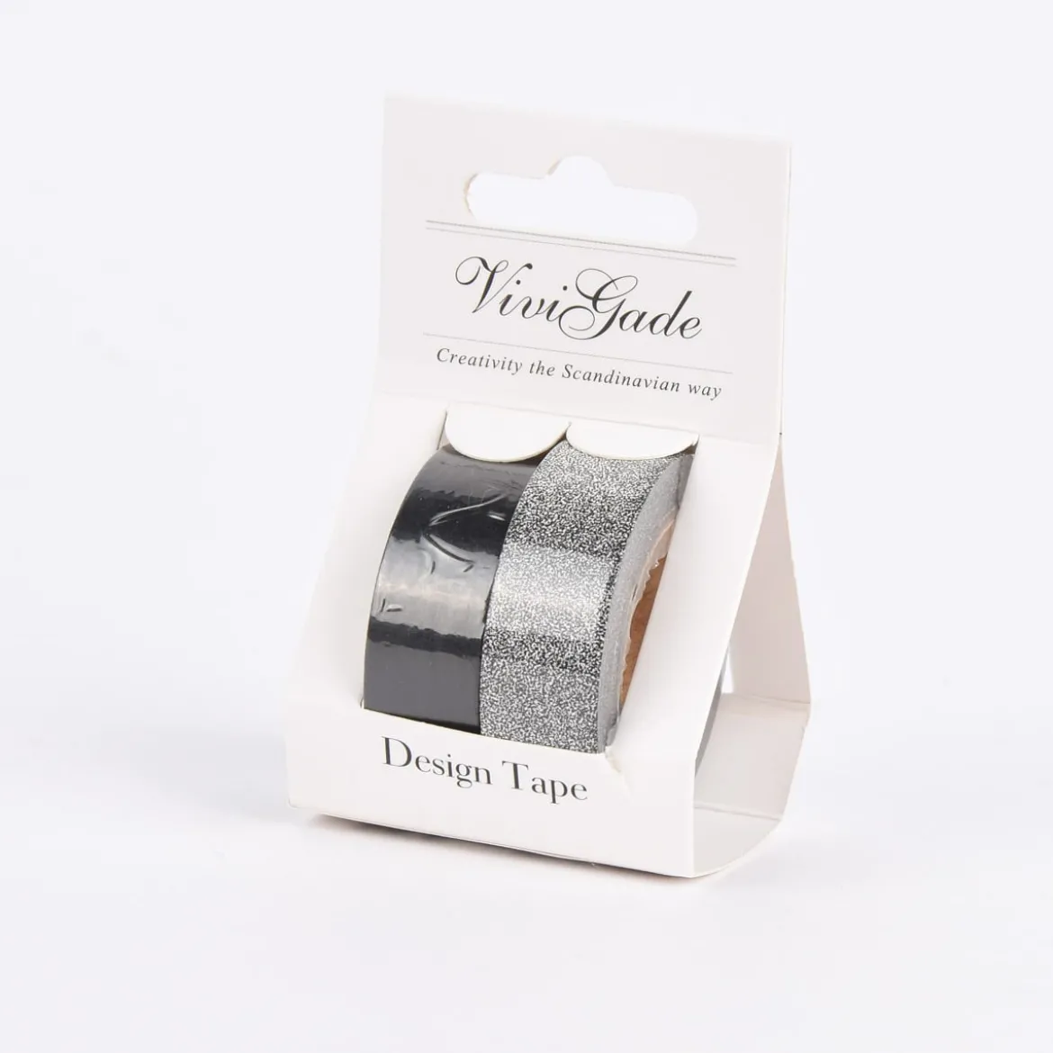 Creativ Company Design Tape 2 Rollen einfarbig schwarz und silberfarbig glitzernd 15mm Breite