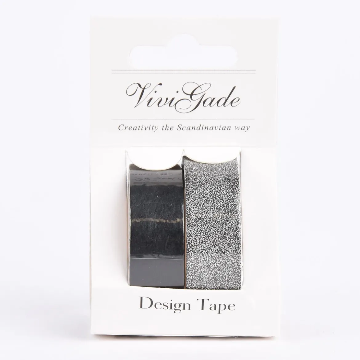 Creativ Company Design Tape 2 Rollen einfarbig schwarz und silberfarbig glitzernd 15mm Breite