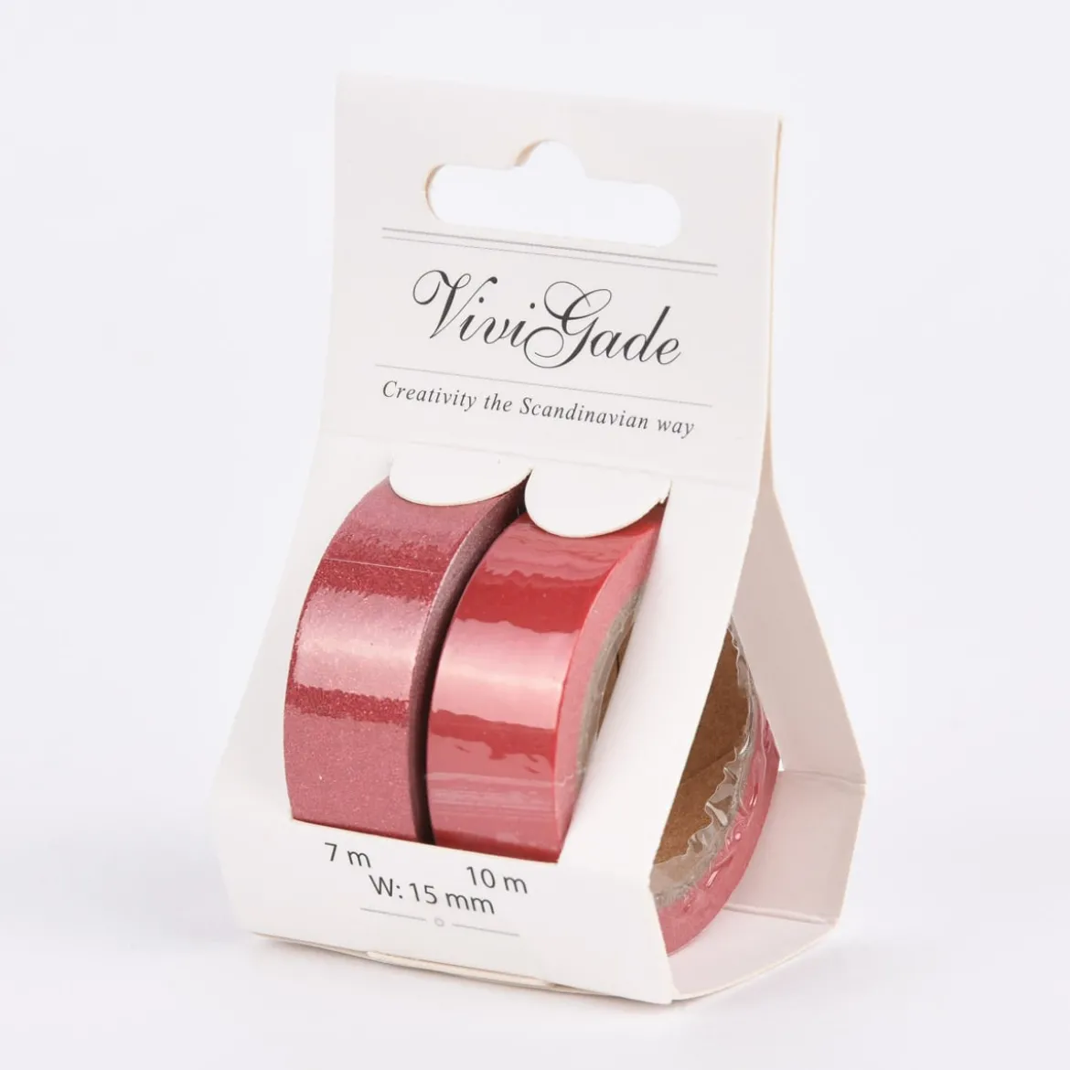 Creativ Company Design Tape 2 Rollen einfarbig rot glitzernd 15mm Breite