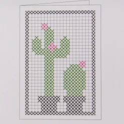 Creativ Company Doppelkarte zum Besticken 2fach sortiert 6 Stück 10,5x15cm mit Umschlag