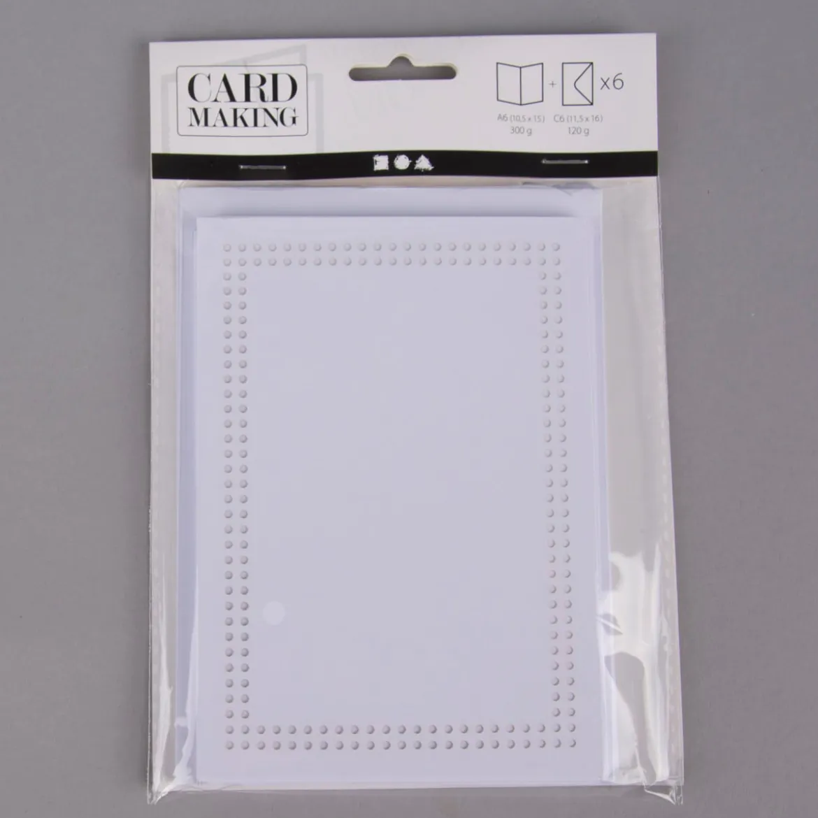 Creativ Company Doppelkarte zum Besticken 2fach sortiert 6 Stück 10,5x15cm mit Umschlag
