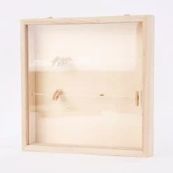 Creativ Company 3D Rahmen quadratisch mit Leine und Klammern blanko Holz 23x23cm