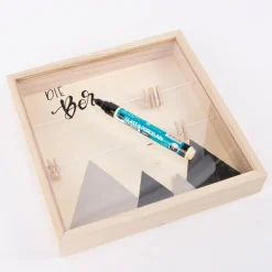 Creativ Company 3D Rahmen quadratisch mit Leine und Klammern blanko Holz 23x23cm