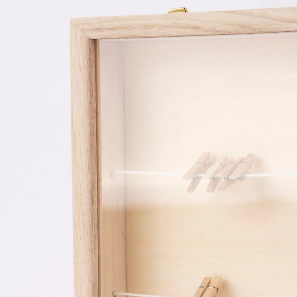 Creativ Company 3D Rahmen quadratisch mit Leine und Klammern blanko Holz 23x23cm