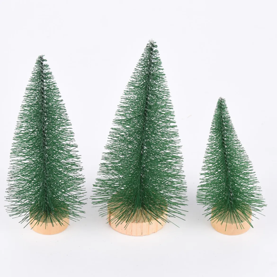 Creativ Company 3er Set kleine Deko Weihnachtsbäume verschieden groß Holz Metall grün natur 10-14cm