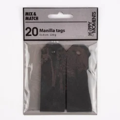 Creativ Company Geschenkanhänger mit leichter Struktur 20 Stück einfarbig schwarz 3x8cm