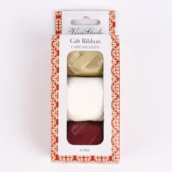 Creativ Company Geschenkband 3er Set matt rot gold weiß 0,1x100cm