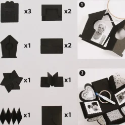 Creativ Company Geschenkbox Explosionsbox schwarz 12x12x12cm