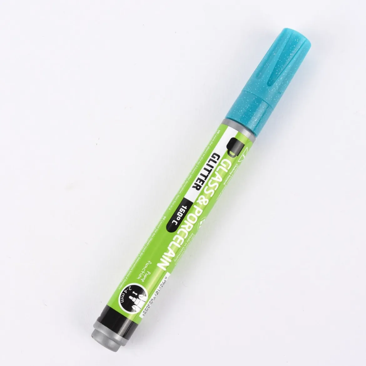 Creativ Company Glas- und Porzellanmalstift Strichstärke 2-4mm türkis Glitter halbdeckend