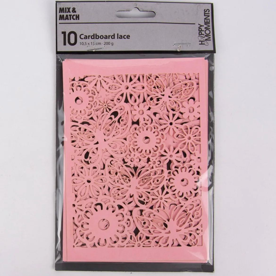 Creativ Company Karton mit ausgestanztem Spitzenmuster 10 Stück einfarbig rosa 10,5x15cm
