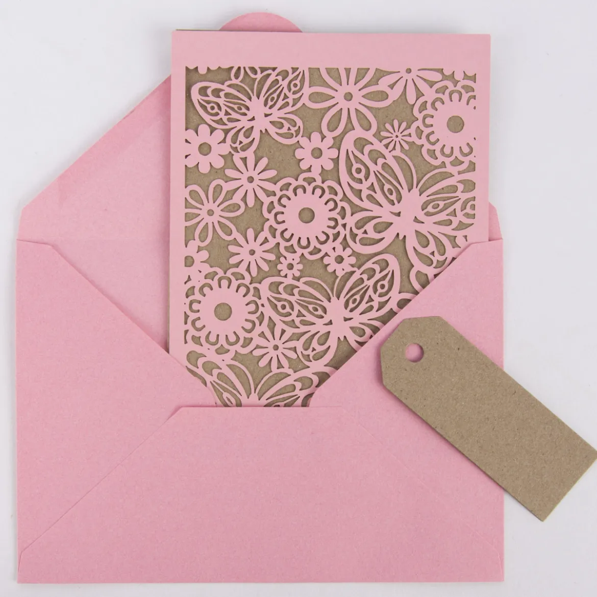 Creativ Company Karton mit ausgestanztem Spitzenmuster 10 Stück einfarbig rosa 10,5x15cm