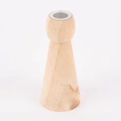 Creativ Company Kerzenhalter für Stabkerzen Kegel Kiefernholz natur 6x14,5cm