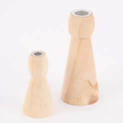 Creativ Company Kerzenhalter für schmale Stabkerzen Kegel Kiefernholz natur 5x10cm