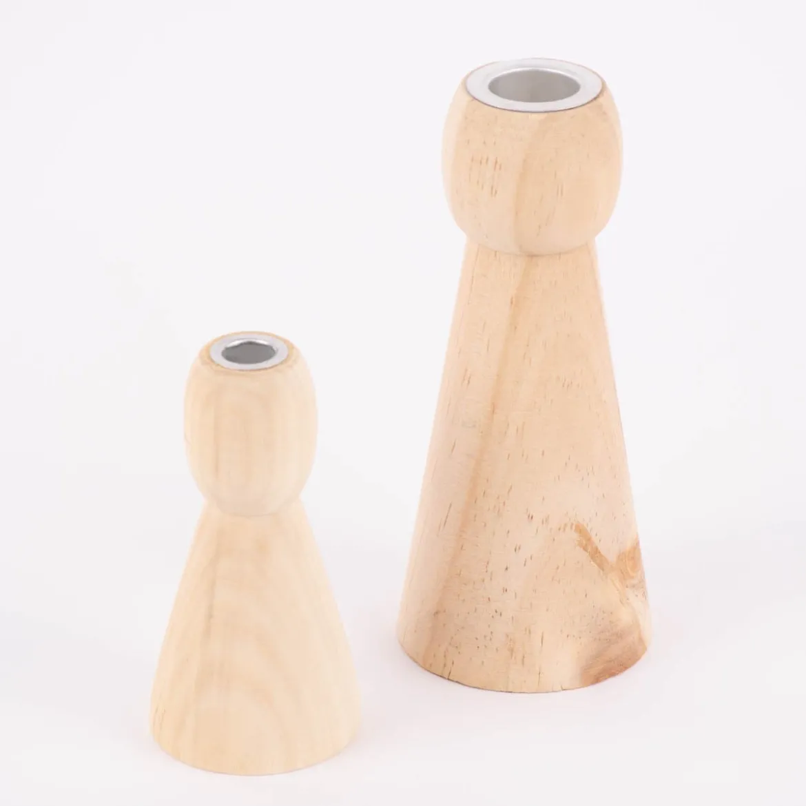 Creativ Company Kerzenhalter für schmale Stabkerzen Kegel Kiefernholz natur 5x10cm