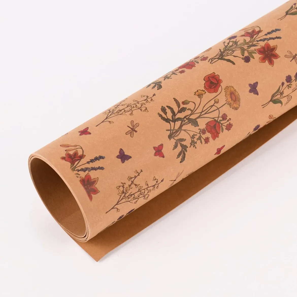 Creativ Company Lederpapier Bogen Blumen Insekten natur bunt 49,5x100cm