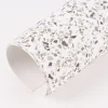 Creativ Company Lederpapier Bogen Terrazzo Muster weiß grau silberfarbig 49,5x100cm