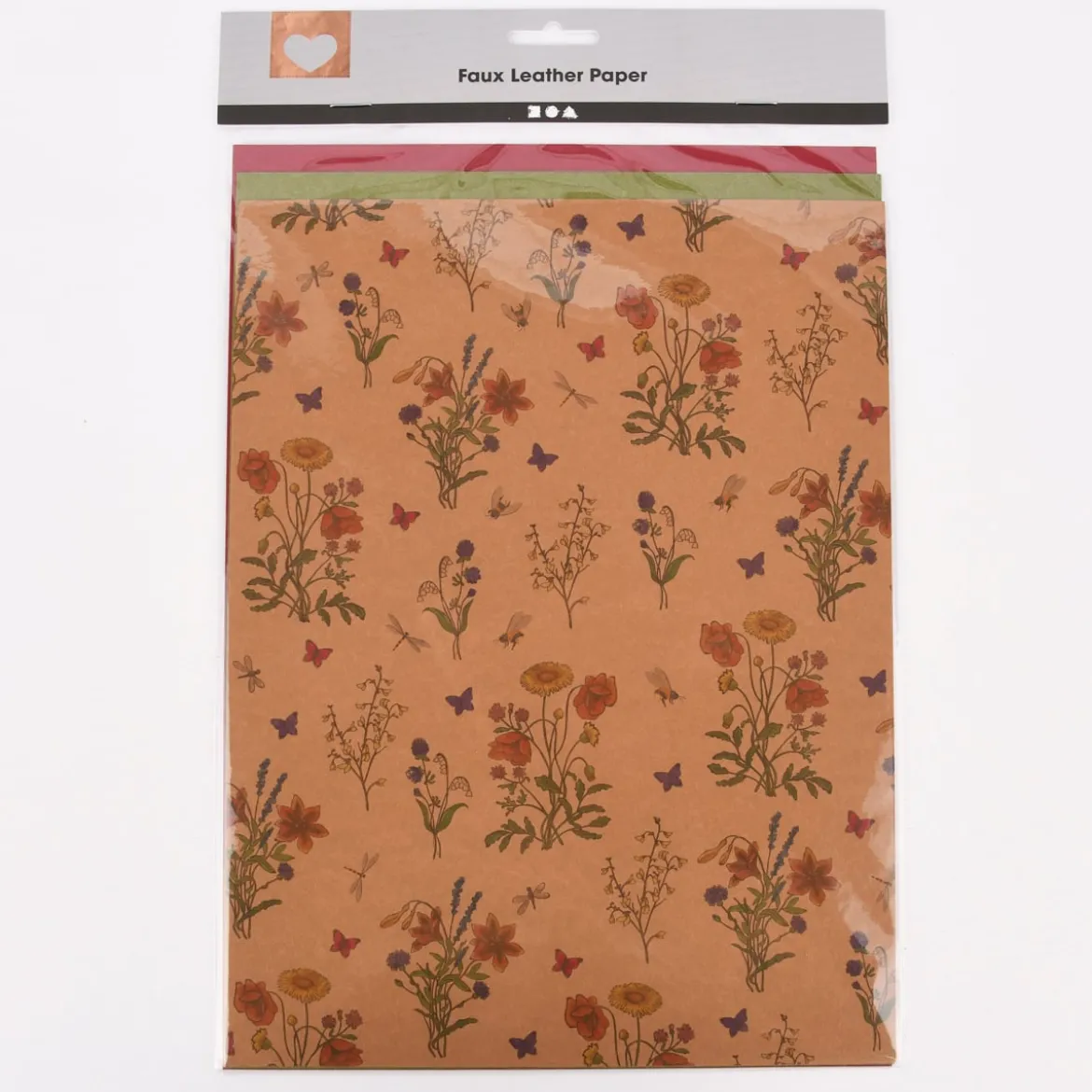 Creativ Company Lederpapier 3 Blatt verschiedene Designs Stärke 0,55mm natur grün rot 21x27,5cm
