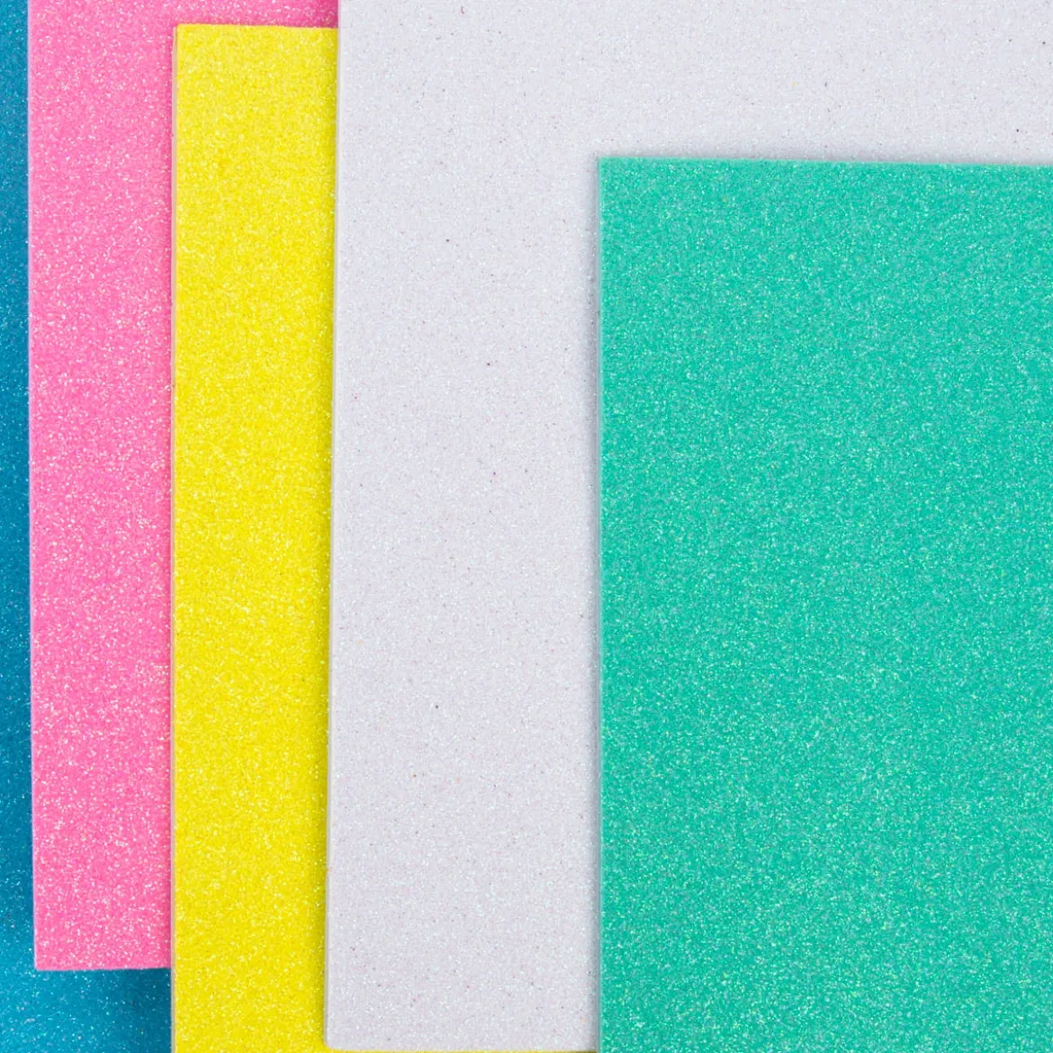 Creativ Company Moosgummi-Bögen Glitzer 5 verschiedene Farben pastell selbstklebend A5 15x21cm
