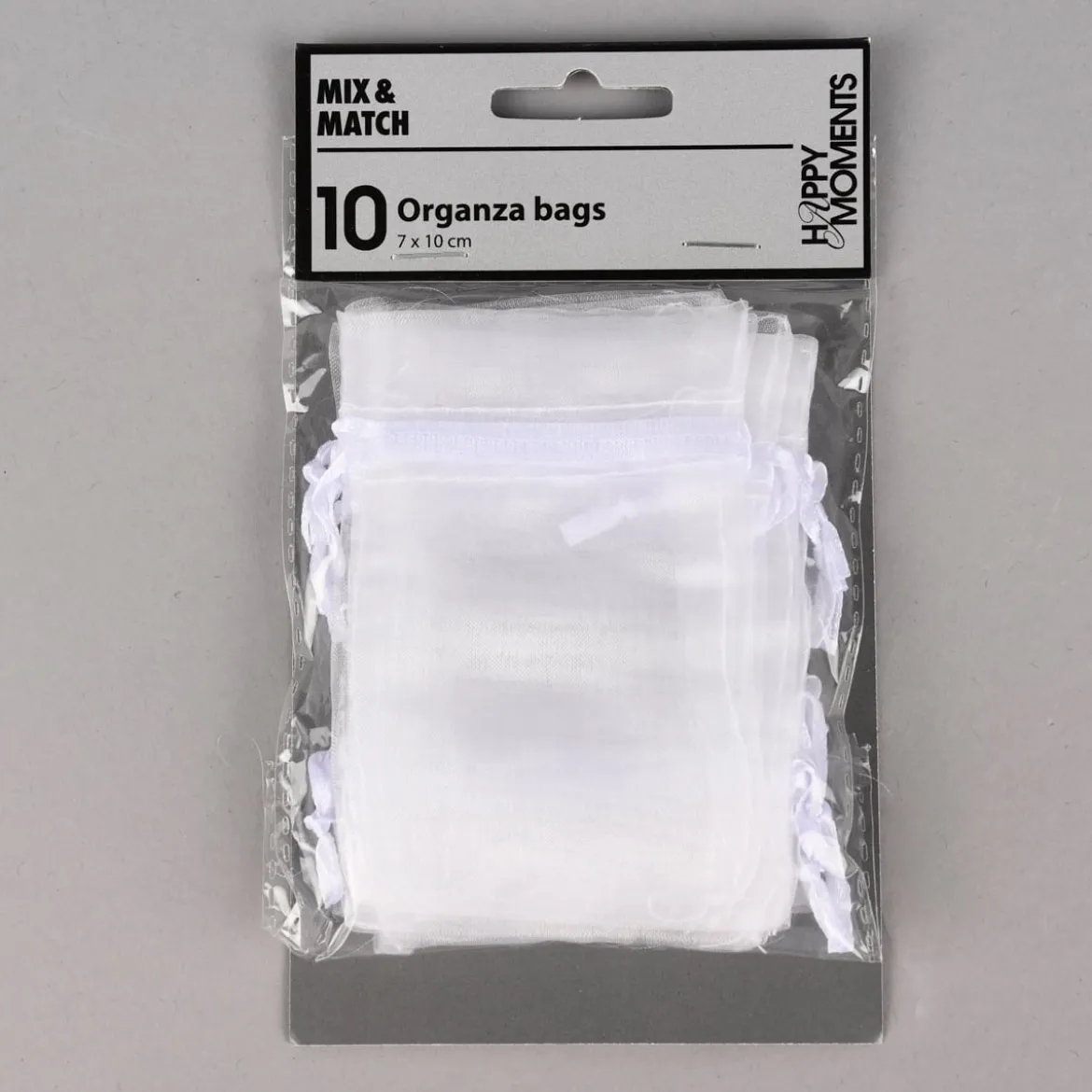 Creativ Company Organzabeutel mit Zugband 10er Pack weiß 6x10cm