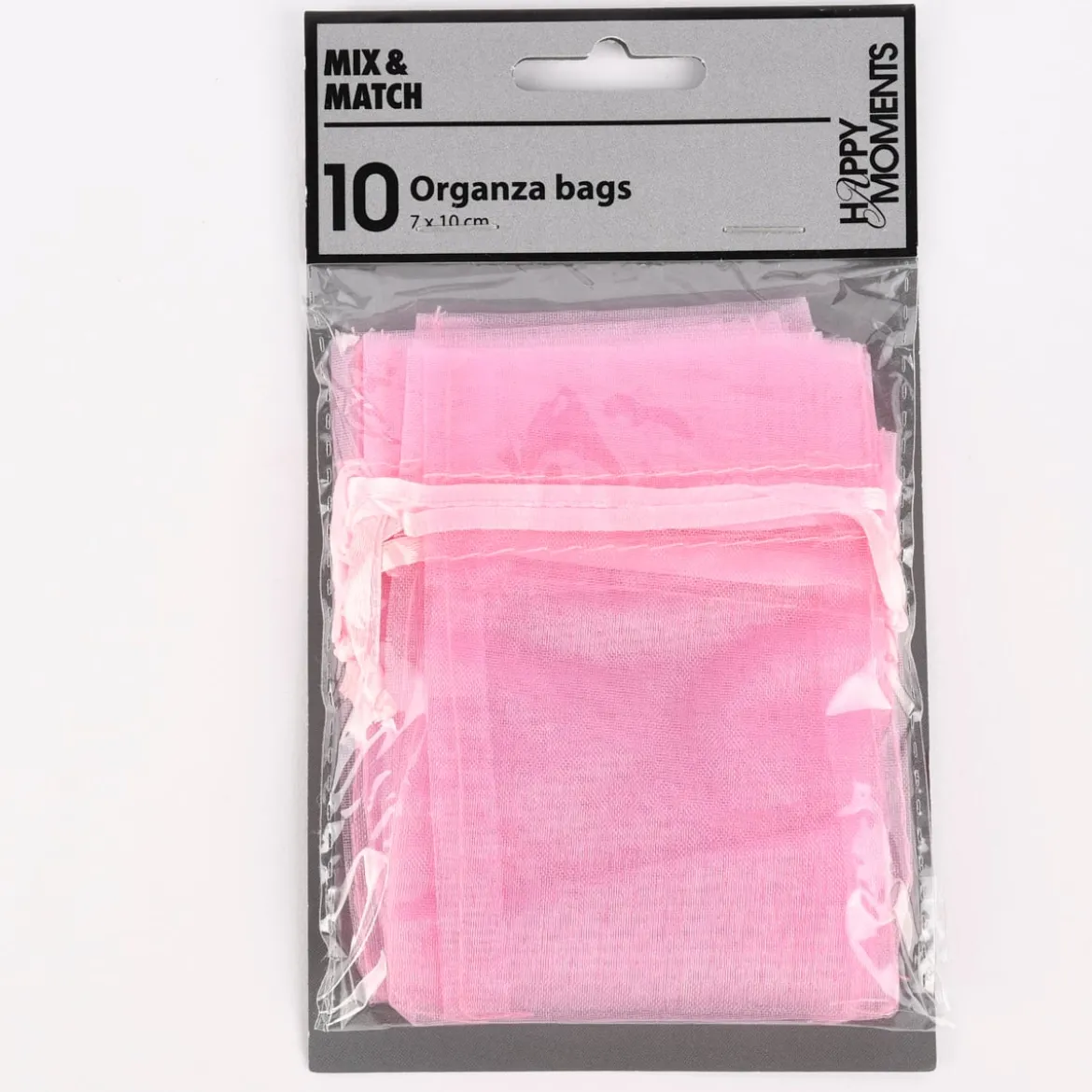 Creativ Company Organzabeutel mit Zugband 10er Pack rosa 6x10cm