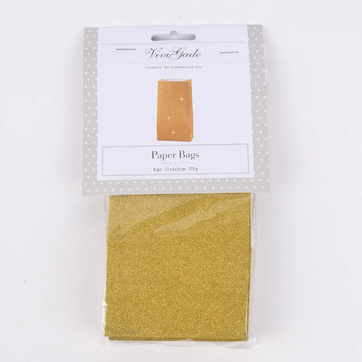 Creativ Company Papiertüte 8er Pack einfarbig goldfarbig glitzernd 9x17x6cm