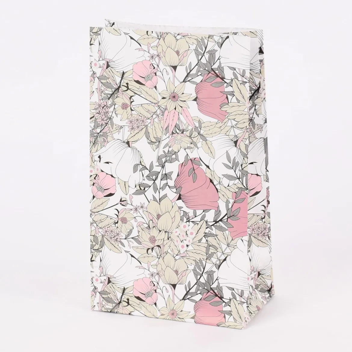 Creativ Company Papiertüte 8er Pack Blumen weiß beige rosa schwarz 12x21x6,3cm