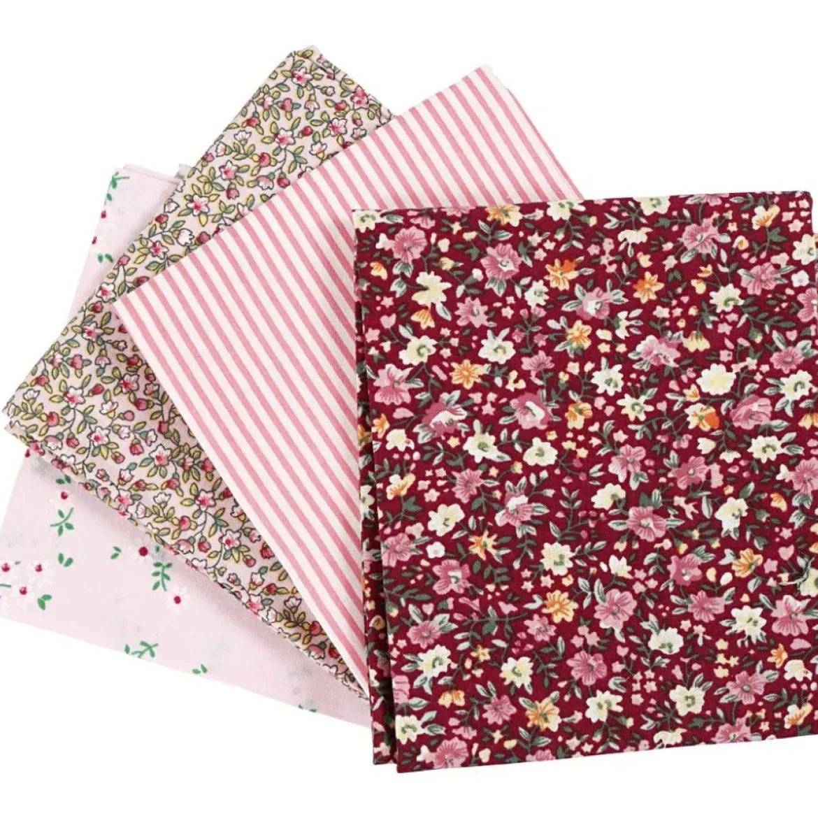 Creativ Company Patchwork-Stoff-Set Stoffabschnitt verschiedene Muster rosa rot 45x55cm