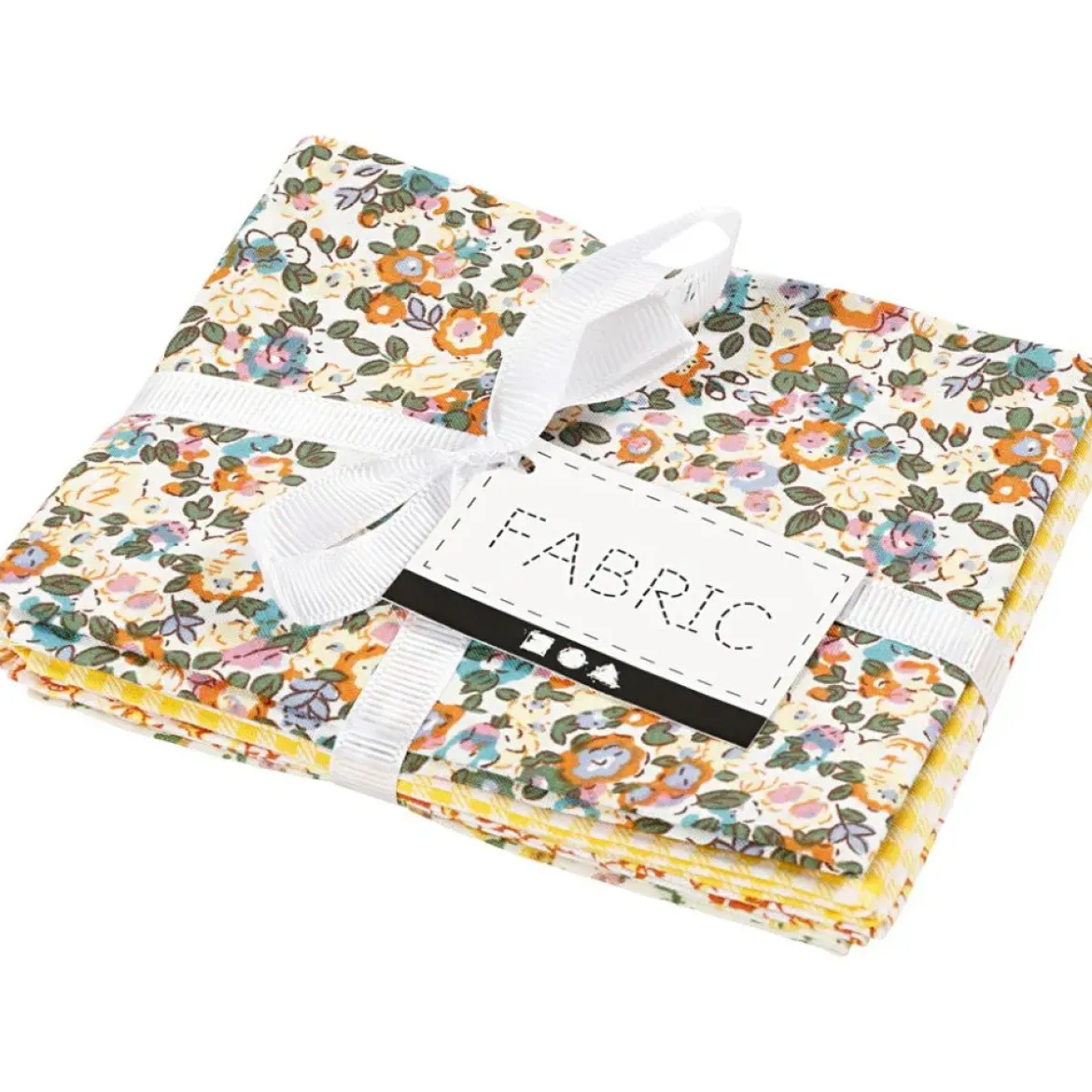 Creativ Company Patchwork-Stoff-Set Stoffabschnitt verschiedene Muster gelb weiß 45x55cm