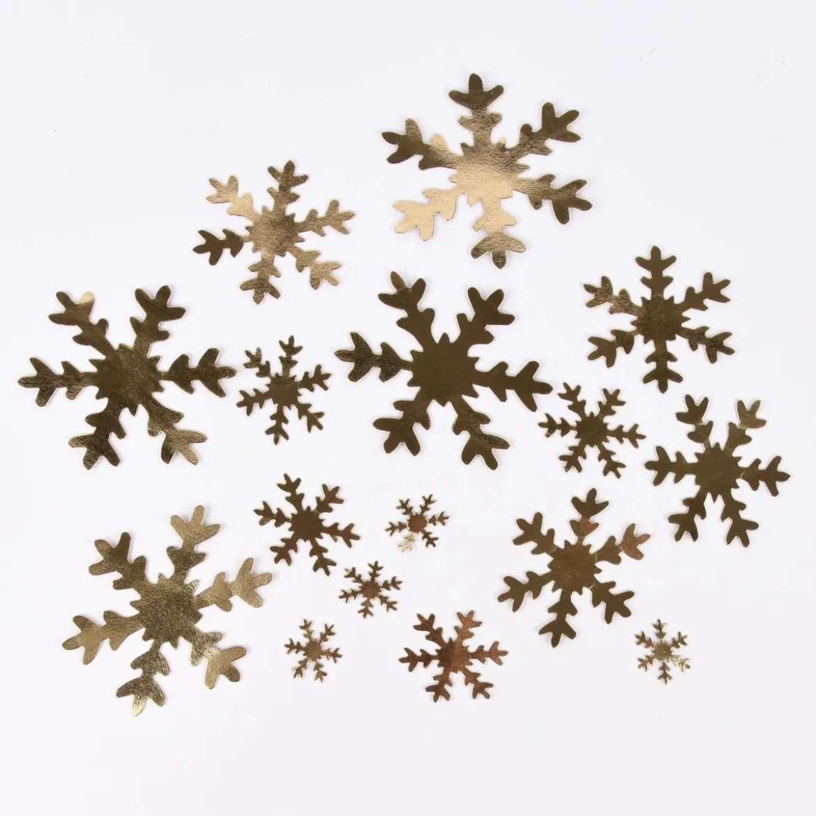 Creativ Company Schneesterne 16 Stück aus Lederpapier goldfarbig verschiedene Größen