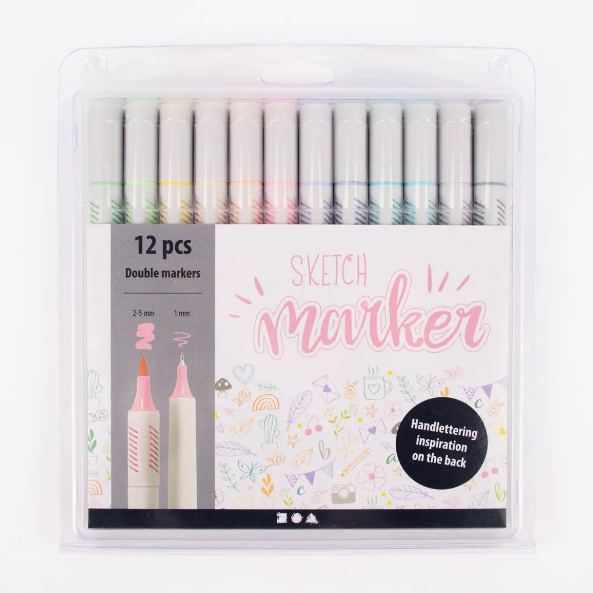 Creativ Company Sketch Marker Strichstärke 1 u. 2-5mm 12 Farben Pastell