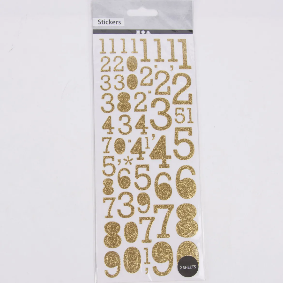 Creativ Company Sticker Zahlen Glitzer 2 Blatt goldfarbig 10x24cm