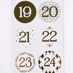 Creativ Company Sticker Zahlen 24 Stück Rund weiß goldfarbig verschiedene Designs