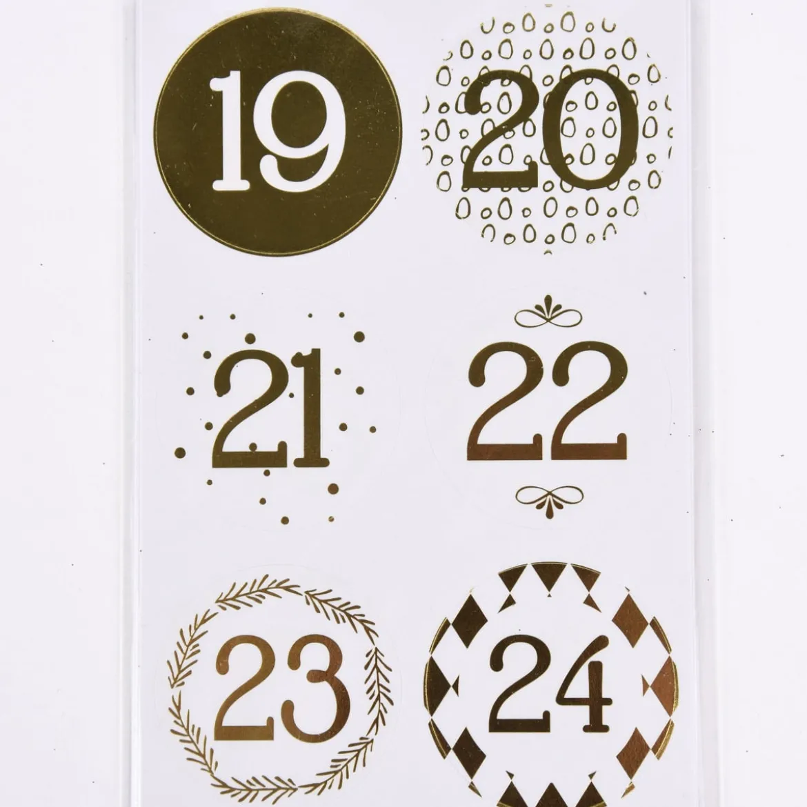 Creativ Company Sticker Zahlen 24 Stück Rund weiß goldfarbig verschiedene Designs